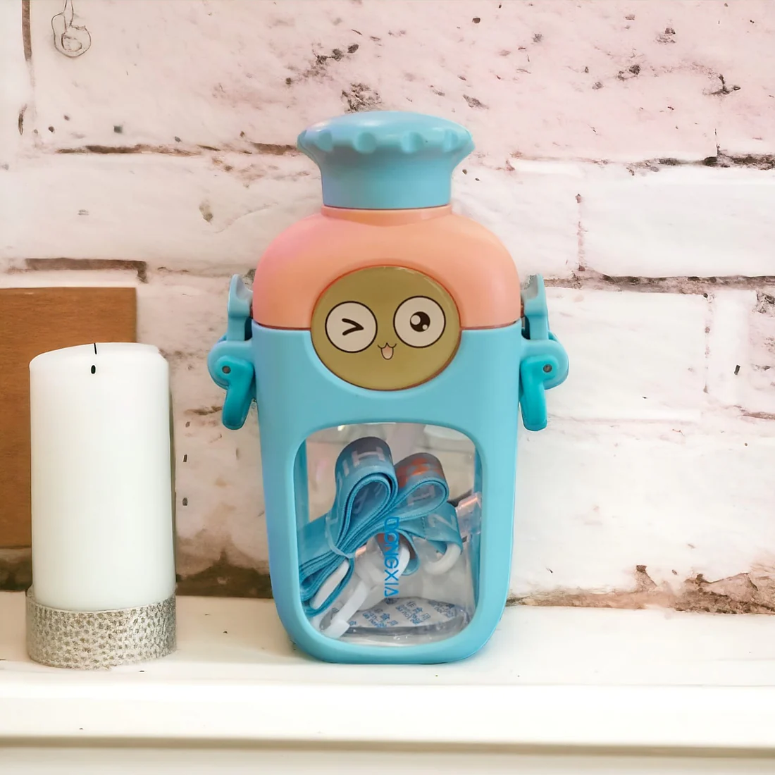 Cute Wink Face Kids Water Bottle - Image 5