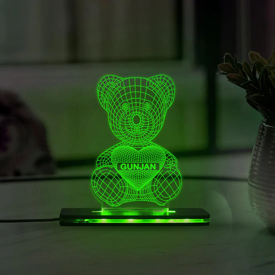 3d Acrylic Teddy Name LED Lamp - Image 3