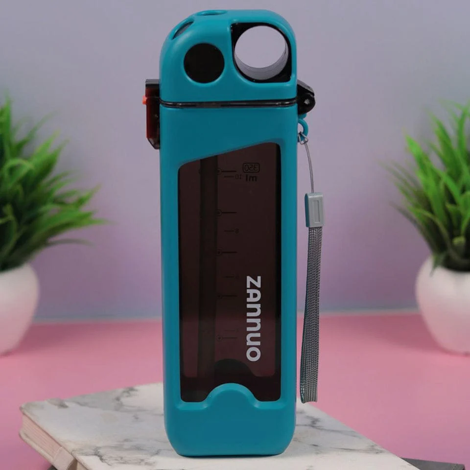 Flat-Square Plastic Water Bottles- 350 ml(Cream) - Image 6