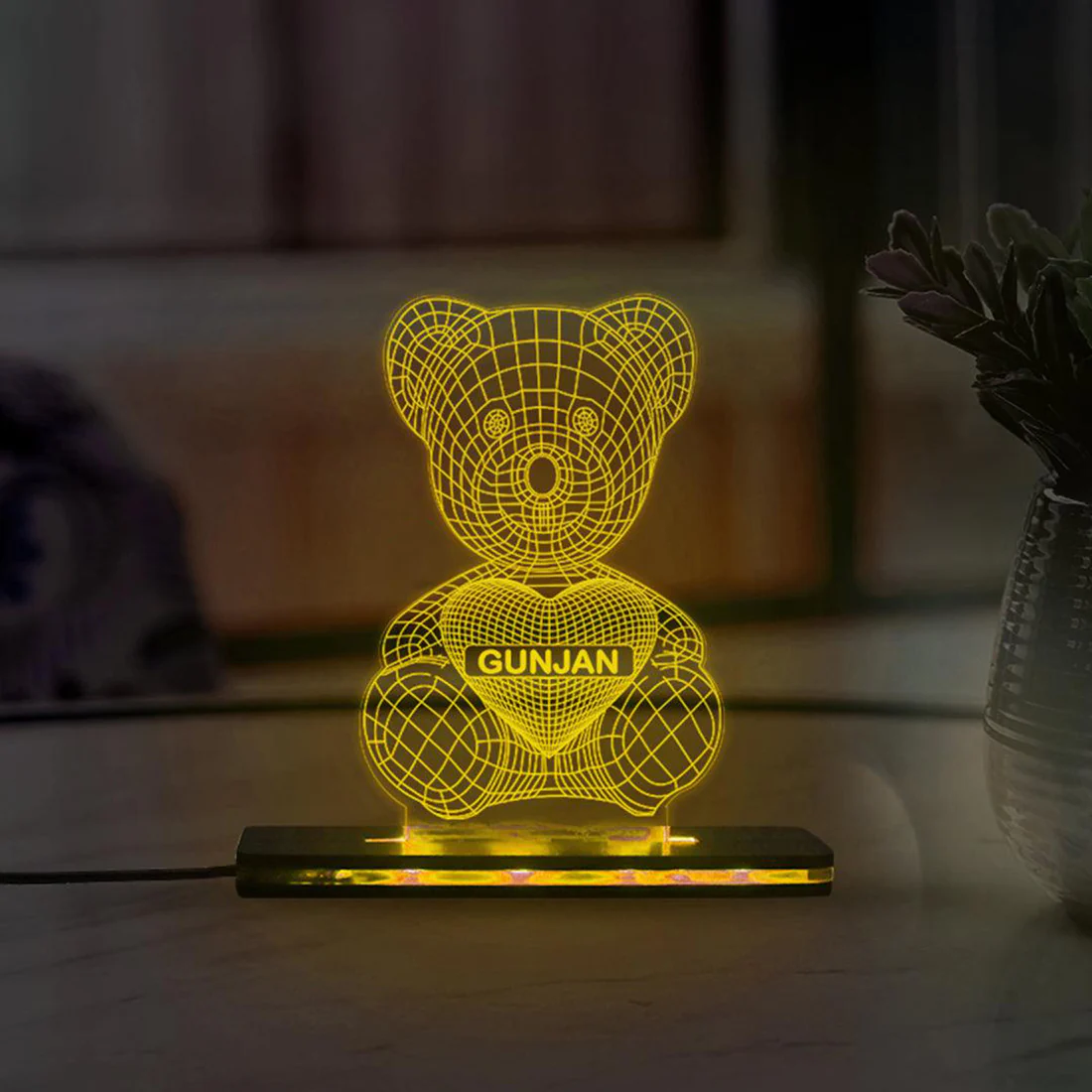 3d Acrylic Teddy Name LED Lamp - Image 2