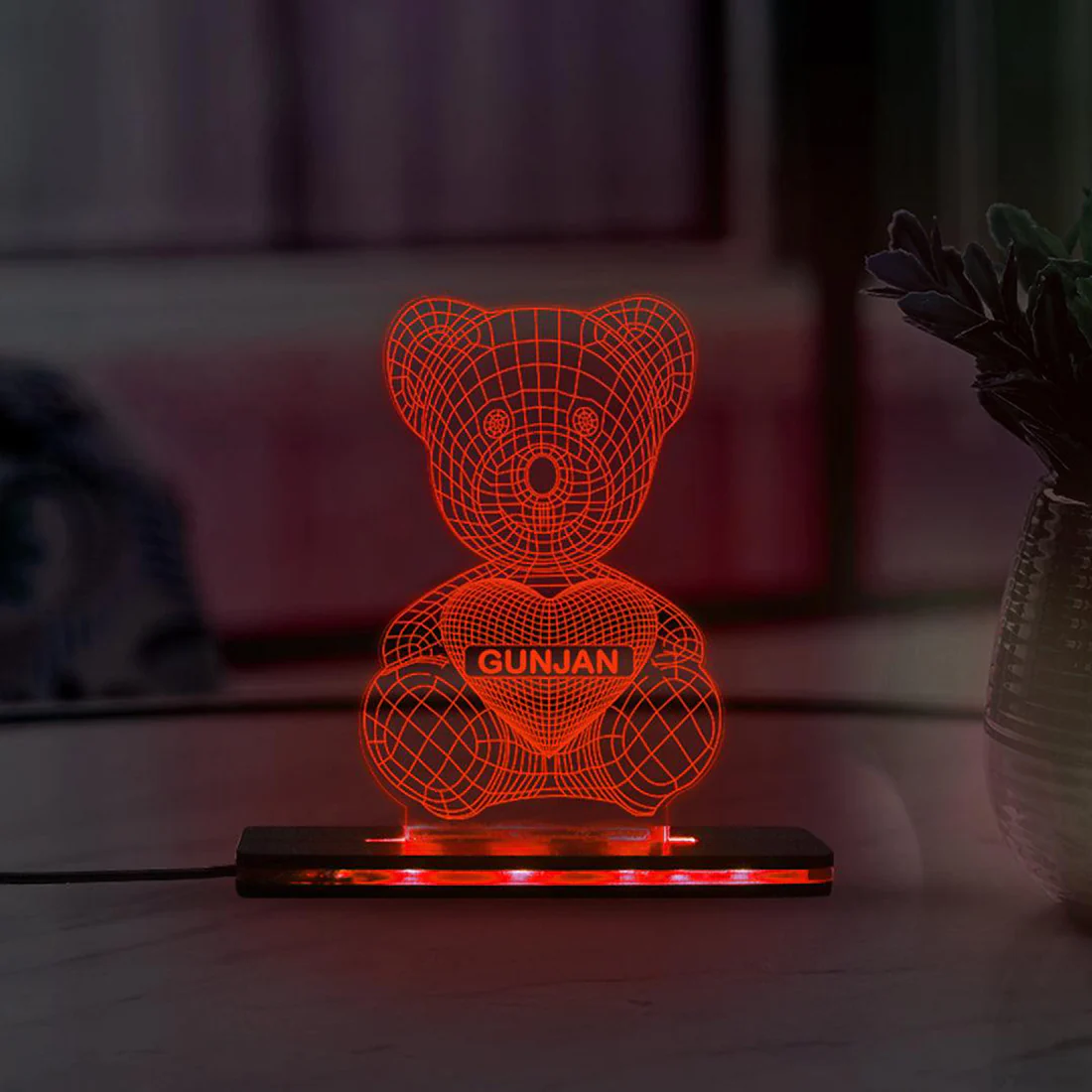 3d Acrylic Teddy Name LED Lamp - Image 4