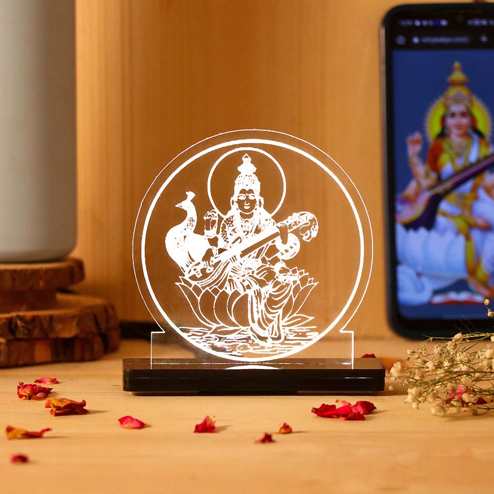 Saraswati Mata Car Dashboard Lamp