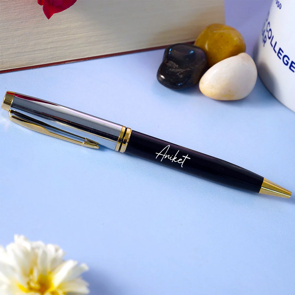 Engraving Metallic Finish Ball Pen - Black - Image 3