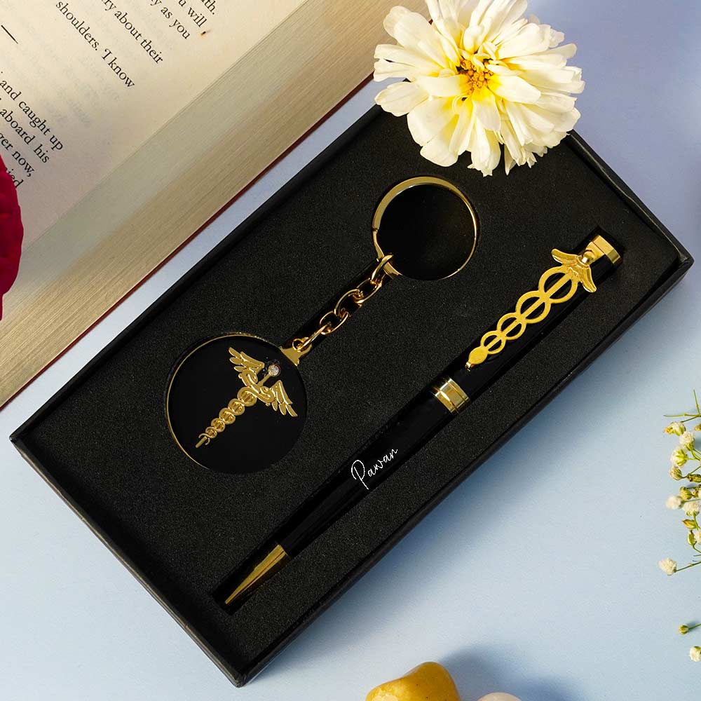 Doctor Customized Pen And Keychain Set - Golden And Black - Image 3