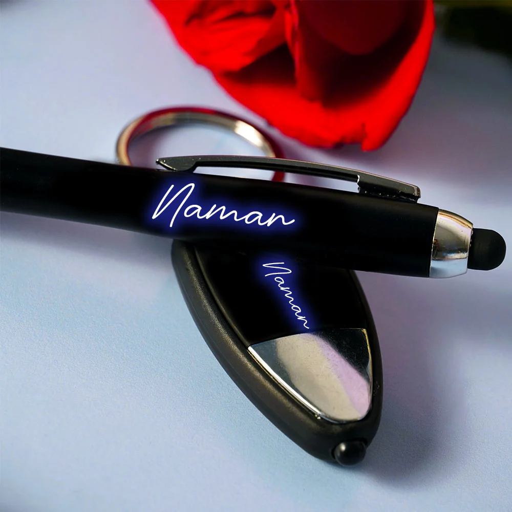Customized LED Pen and Keychain Combo - Black - Image 3