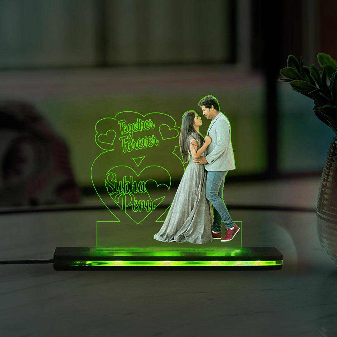 3D Acrylic Couple Cutout Multi-Led Table Lamp - Image 2