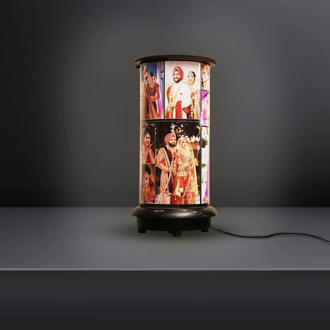 Personalized Wooden Rotating Photo Lamp - Image 2
