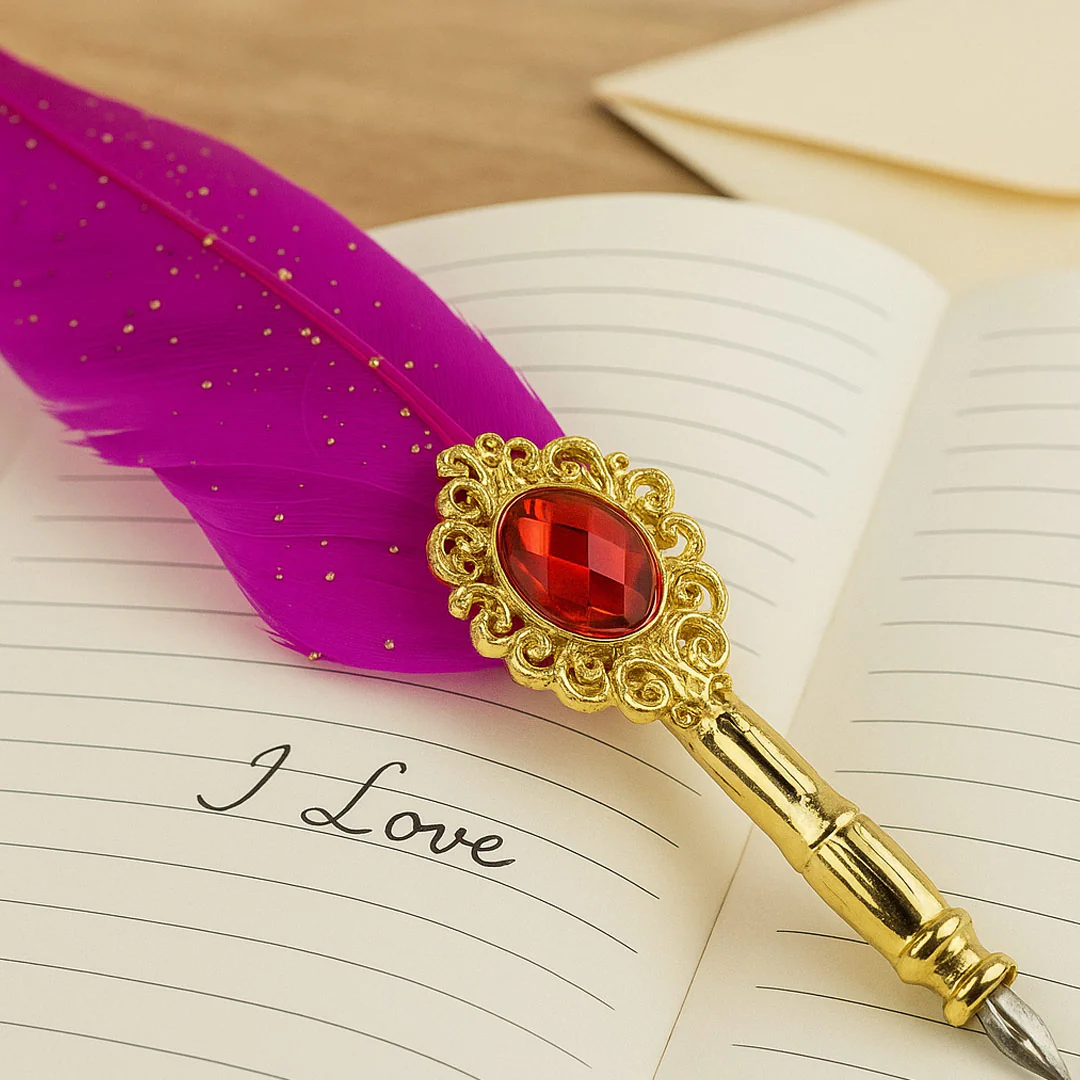 Vintage Feather Calligraphy Pen Gift Set - Image 4