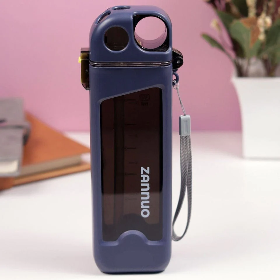 Flat-Square Plastic Water Bottles- 350 ml(Cream) - Image 3