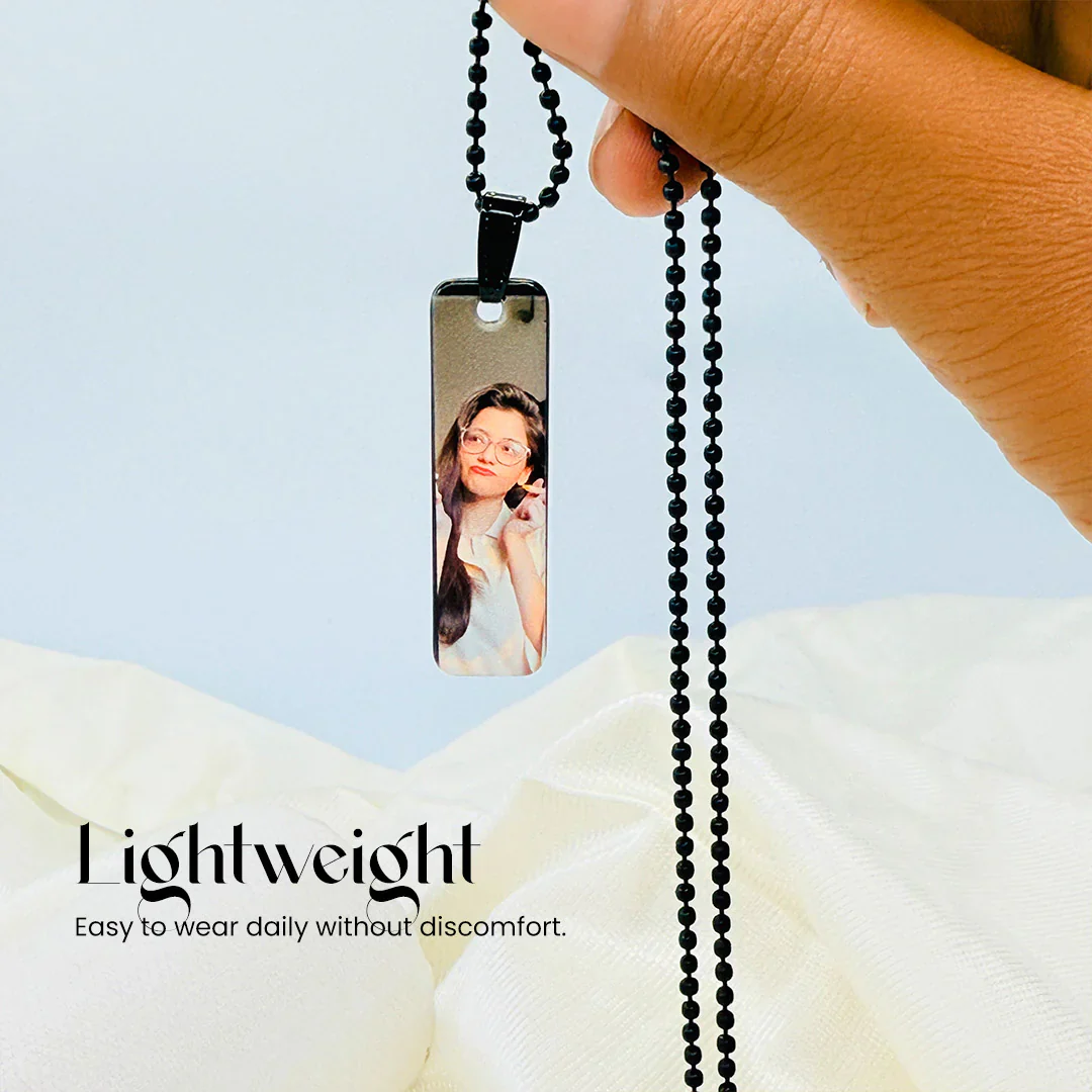 Custom Metal Photo Pendant with Detachable Chain – Full Color Personalized Necklace - Image 2