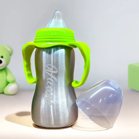Stainless Steel Baby Sipper Bottle for Infant With Name (290 ml) - Image 4