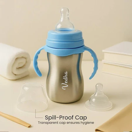 Stainless Steel Baby Sipper Bottle for Infant With Name (290 ml) - Image 3