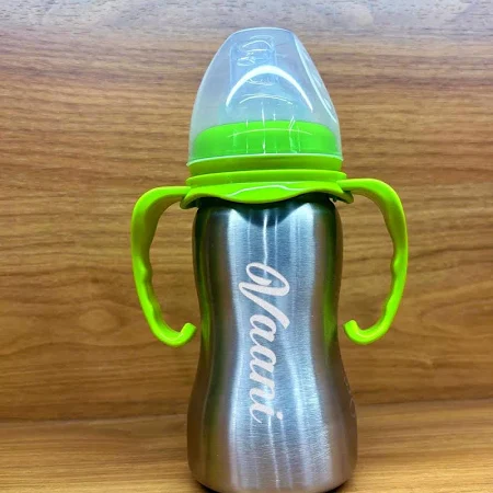 Stainless Steel Baby Sipper Bottle for Infant With Name (290 ml) - Image 2