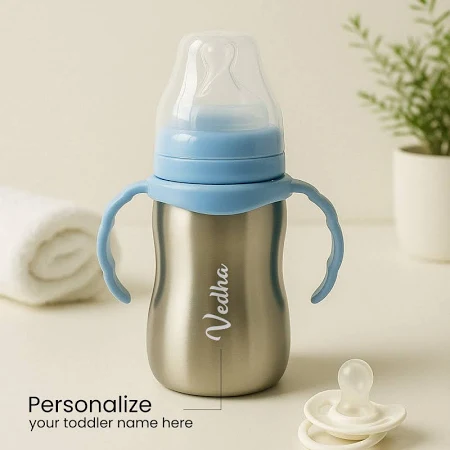 Stainless Steel Baby Sipper Bottle for Infant With Name (290 ml)