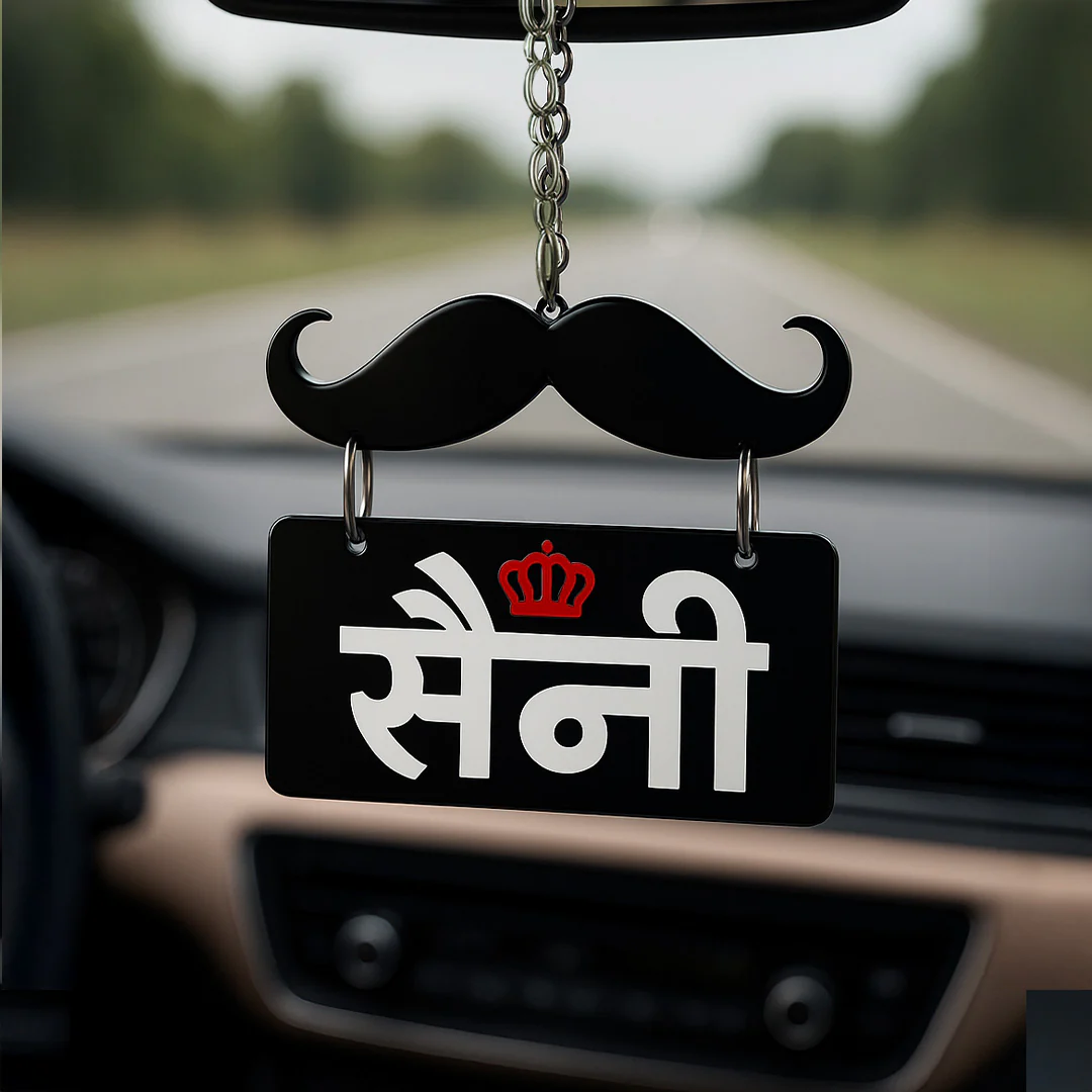 Moustache Style Custom Name Car Hanger - Image 5