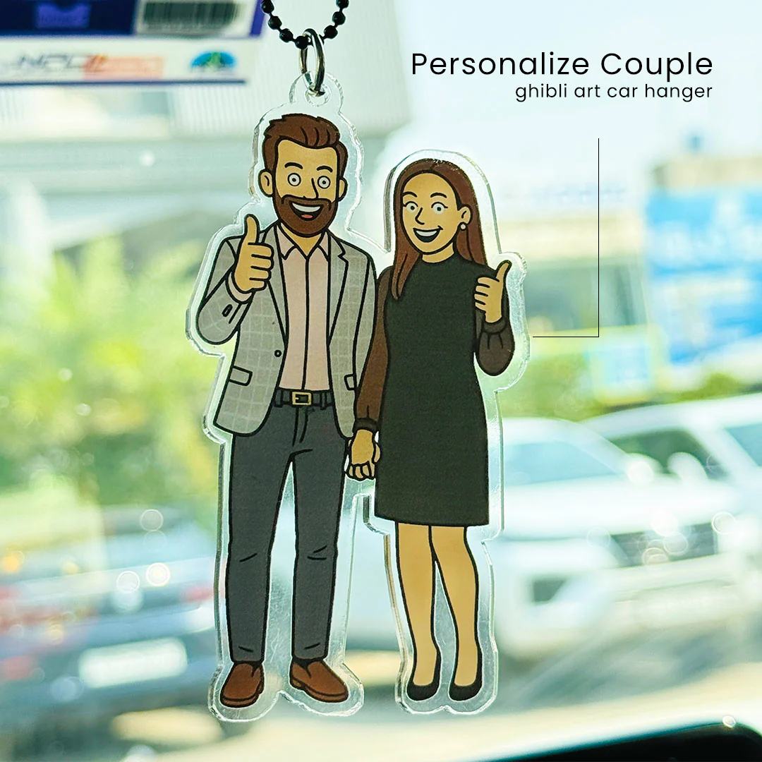 Customized Cartoon Art Couple Car Hanger - Image 2