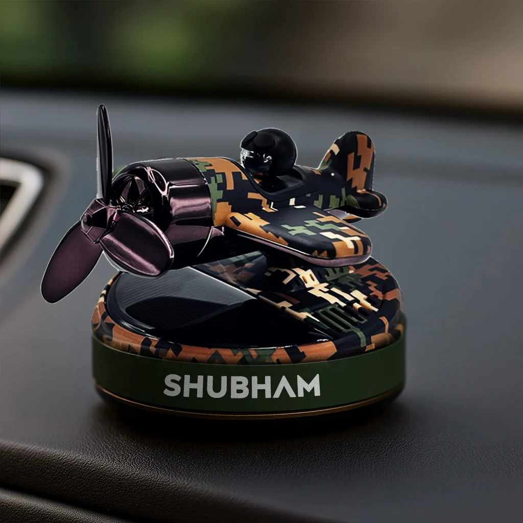 Personalized Propeller Plane Car Perfume – Camouflage Edition - Image 5